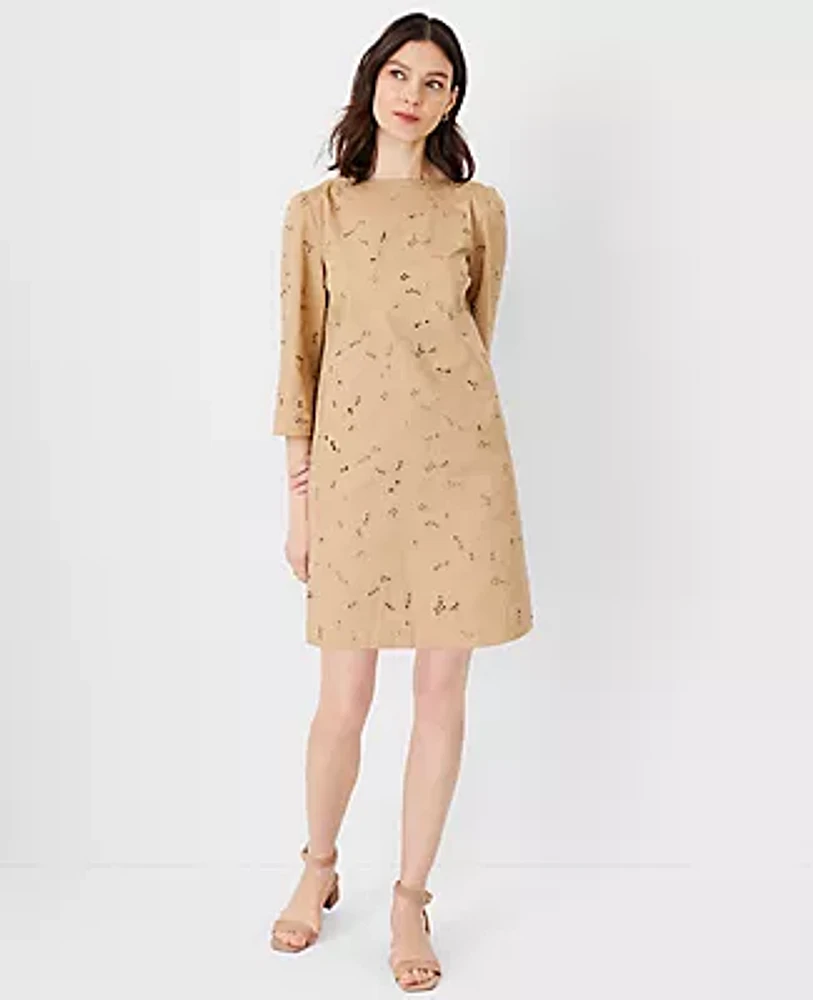 Ann Taylor Petite Eyelet Boatneck Shift Dress