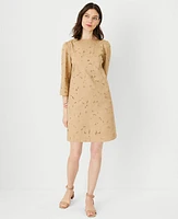 Ann Taylor Petite Eyelet Boatneck Shift Dress Baguette Women's