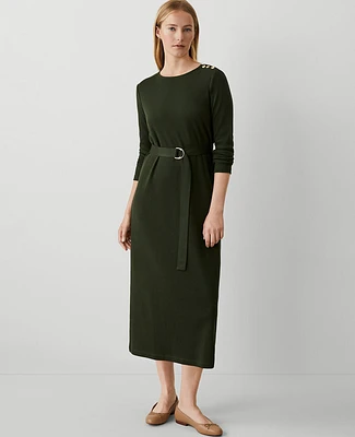 Ann Taylor Petite Column Midi Dress Hunters Green Women's