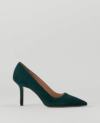 Ann Taylor Mae Suede Pump 7 Deep Slate Green Women's