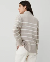 Ann Taylor Striped Zip Sweater Jacket Ivory Multi Women's