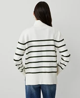 Ann Taylor Striped Zip Sweater Jacket Neutral Multi Women's