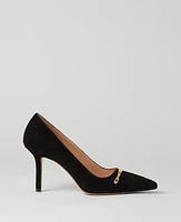 Ann Taylor Mae Chain Suede Pumps Black Women's