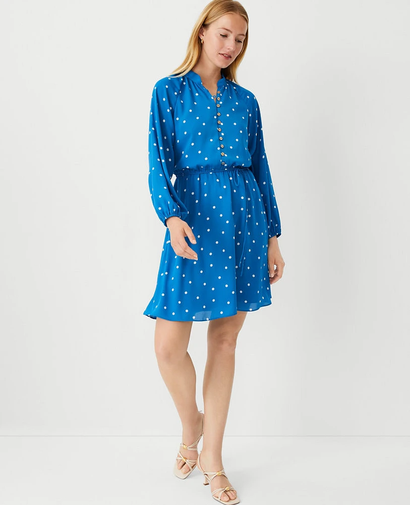 Ann Taylor Petite Dotted Flare Dress Santorini Women's