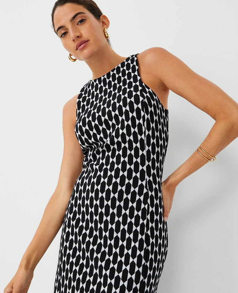 Ann Taylor Petite Geo Sleeveless Sheath Dress Black Women's