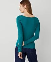 Ann Taylor Button Cuff Boatneck Top Women's