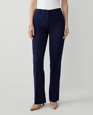 Ann Taylor The Mid Rise Straight Pant Textured Drape - Curvy Fit Navy Women's