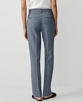 Ann Taylor Tall Mid Rise Sophia Straight Pants Houndstooth Light Blue / Navy Women's