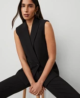 Ann Taylor The Double-Breasted Vest Bi-Stretch Black Women's