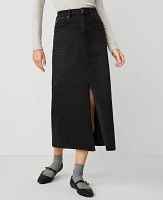 Ann Taylor Petite Denim Maxi Skirt Washed Black Women's