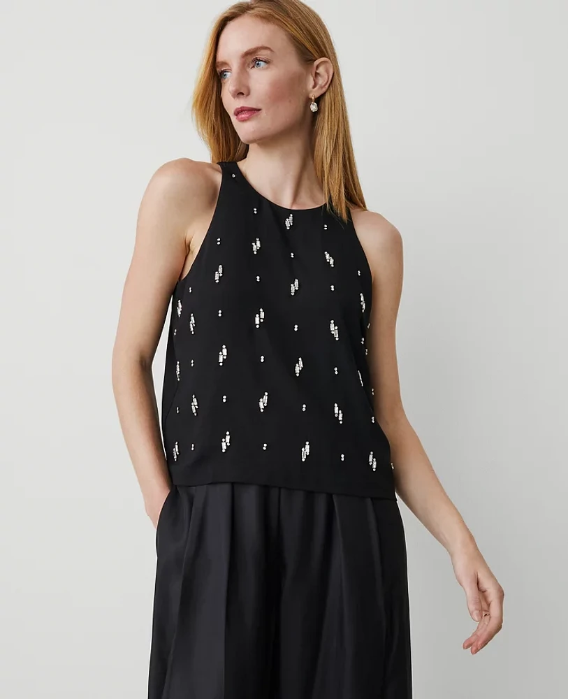 Ann Taylor Embellished Halter Top Women's