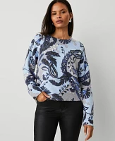 Ann Taylor Floral Drop Shoulder Sweater Magnesium For Sweaters Women's