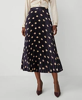 Ann Taylor Petite Geo Pleated Midi Skirt Night Sky Women's