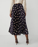 Ann Taylor Petite Geo Pleated Midi Skirt Night Sky Women's