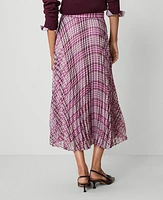 Ann Taylor Plaid Pleated Midi Skirt Sunset Lavender Women's