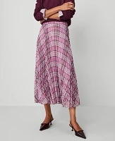 Ann Taylor Plaid Pleated Midi Skirt Sunset Lavender Women's