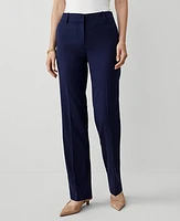 Ann Taylor The Tall Mid Rise Straight Pant Textured Drape Navy Women's