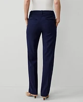 Ann Taylor The Tall Mid Rise Straight Pant Textured Drape Navy Women's