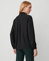 Ann Taylor Tuxedo Ruffle Button Down Shirt Women's