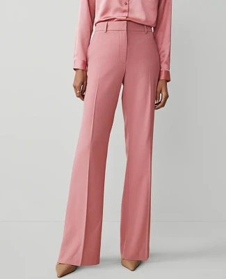 Ann Taylor The Petite High Rise Trouser Pant in Textured Drape - Curvy Fit Size 2 Pink Sea Shell Women's