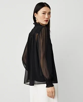 Ann Taylor Chiffon Ruffle Popover Top Women's