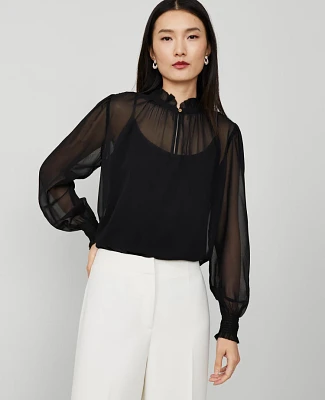 Ann Taylor Chiffon Ruffle Popover Top Women's