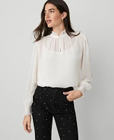 Ann Taylor Chiffon Ruffle Popover Top Women's