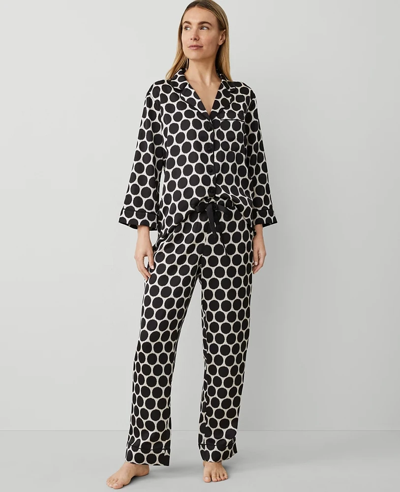 Ann Taylor Ikat Dot Pajama Pant Set Black Women's