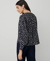 Ann Taylor Dotted Button Popover Top Night Sky Women's