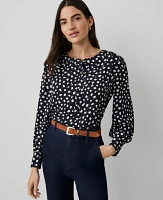 Ann Taylor Dotted Button Popover Top Night Sky Women's