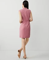 Ann Taylor The Petite Mock Neck Shift Dress Textured Drape Pink Sea Shell Women's