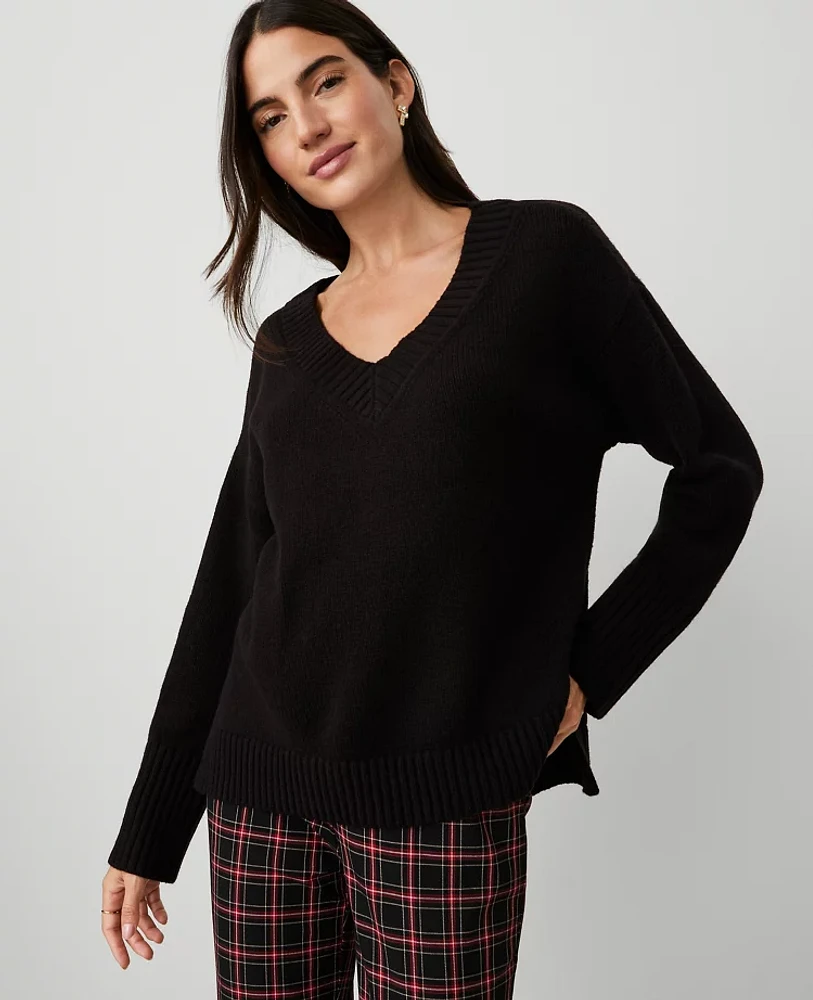 Ann Taylor Oversized V-Neck Sweater Women's