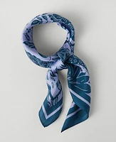 Ann Taylor Floral Silk Little Scarf Bluebell Frost Women's