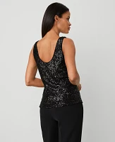 Ann Taylor Sequin Tank Top Black Women's