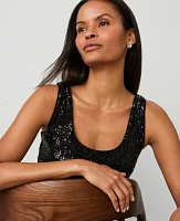 Ann Taylor Sequin Tank Top Black Women's