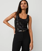 Ann Taylor Sequin Tank Top Black Women's