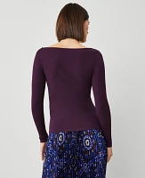 Ann Taylor Asymmetric Neck Top Size XS Purple Moon Women's