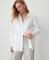 Ann Taylor Oversized Embellished Button Down Shirt White Women's