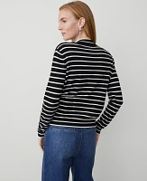 Ann Taylor Essential Stripe Mock-Neck Sweater Black/White Combo Women's