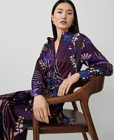 Ann Taylor Botanical Midi Shirtdress Plum Burst Women's