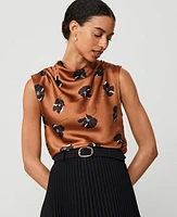 Ann Taylor Floral Sleeveless Cowl Neck Top Sahara Women's