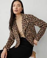 Ann Taylor Animal Print Moto Jacket Tan Women's