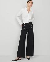 Ann Taylor The Petite Sailor Wide-Leg Pant Black Women's