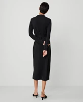 Ann Taylor Petite Mock Neck Belted Column Knit Midi Dress Women's