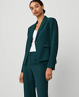 Ann Taylor The Shorter One Button Blazer Crepe Deep Slate Green Women's