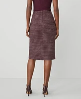 Ann Taylor Tweed Button Pencil Skirt Burgundy Combo Women's