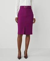 Ann Taylor Petite Twill Belted Midi Pencil Skirt Pulsar Purple Women's