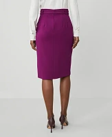 Ann Taylor Petite Twill Belted Midi Pencil Skirt Pulsar Purple Women's