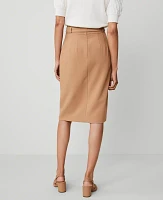 Ann Taylor Petite Twill Belted Midi Pencil Skirt Women's