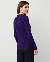 Ann Taylor Ruffle Trim Top Midnight Mulberry Women's